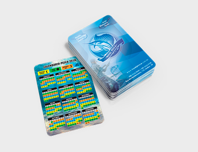 Calendário de Pesca 2026 Couchê 300g Verniz Total Frente 6,5x9,5cm - 4x4 - 100 unid