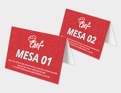 Display de Mesa com Dados Variáveis Tipo A em PVC 0,5mm Fosco Frente e Verso 26,7x11,4cm - 4x0 - 1 unid