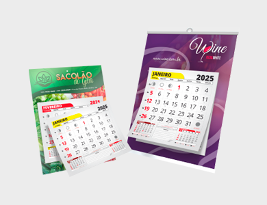 Folhinha com Bloco de Calendário 2025 Duplex 250g Verniz Total Frente 24,5x35cm - 4x0 - 1000 unid