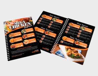 Cardápio Espiral com 12 Páginas em PVC 0,5mm Cristal Frente e Verso 13,6x21,1cm - 4x4 - 10 unid