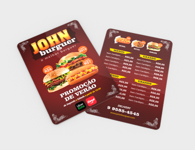 Cardápio em PVC 0,76mm Cristal Frente e Verso 13,6x21,1cm 1 Folha (2 Páginas) - 4x4 - 50 unid