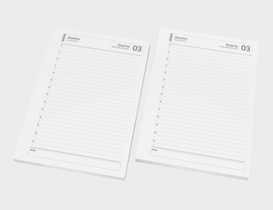 Miolo de Agenda A5 Sulfite 75g PB - Modelo Diária 2025 - 1x1 - 500 unid